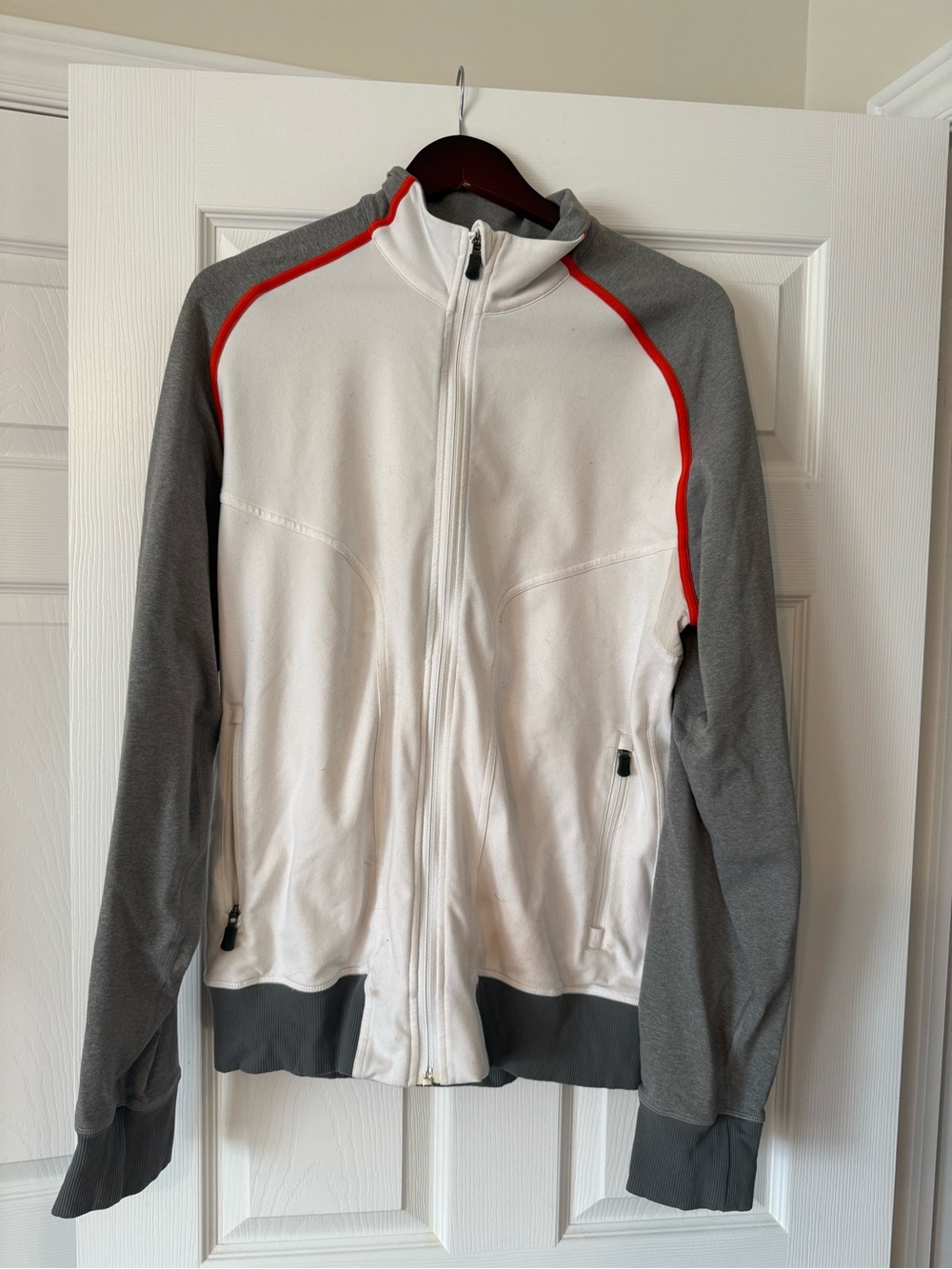 lululemon athletica White, Gray & Red Performance Zip Jacket